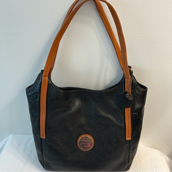 Valentina"Today is your best day ", black leather handbag - Picture 3 of 7